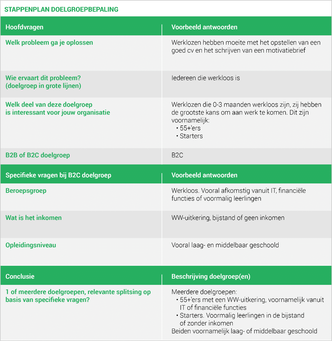 voorbeeld doelgroep analyse